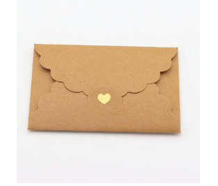 Plicuri mini cu perle, hârtie kraft cu folie aurie, plicuri în formă de inimă, huse pentru ambalarea cardurilor bancare/cardurilor VIP