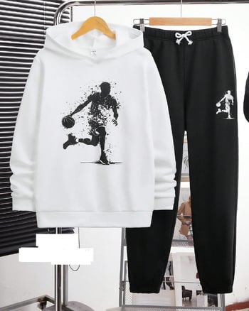 Παιδικό σετ με κουκούλα και casual παντελόνι jogger για αγόρια, εξατομικευμένο με σχέδιο κινουμένων σχεδίων