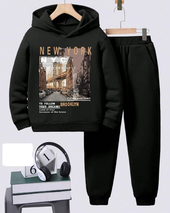 Παιδικό σετ με κουκούλα και casual παντελόνι jogger για αγόρια, εξατομικευμένο με σχέδιο κινουμένων σχεδίων