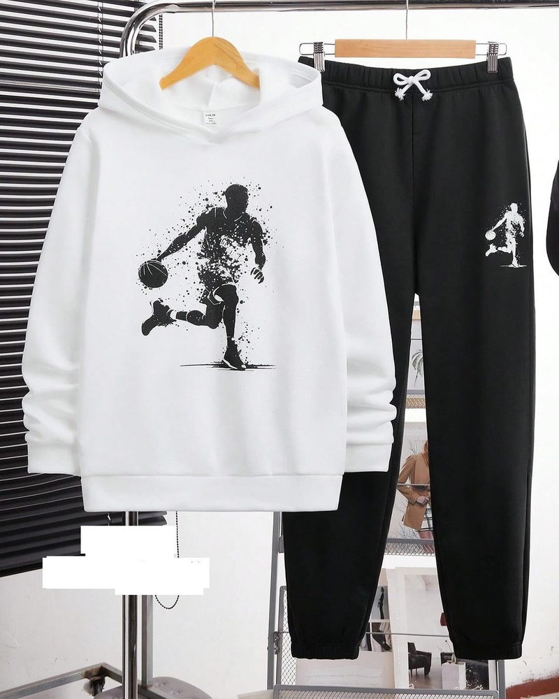 Παιδικό σετ με κουκούλα και casual παντελόνι jogger για αγόρια, εξατομικευμένο με σχέδιο κινουμένων σχεδίων