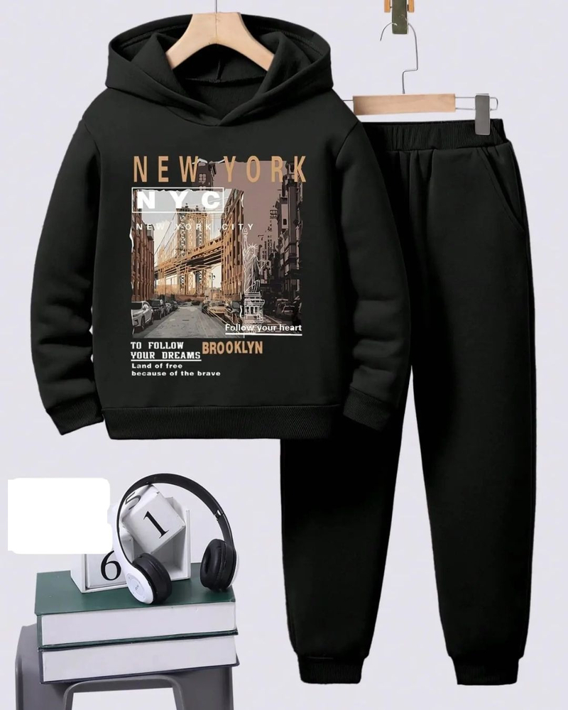 Παιδικό σετ με κουκούλα και casual παντελόνι jogger για αγόρια, εξατομικευμένο με σχέδιο κινουμένων σχεδίων