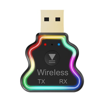 5.1 Bluetooth приемник/предавател, USB 7-цветен светлинен аудио предавател, Bluetooth предавател за лаптоп/телевизор