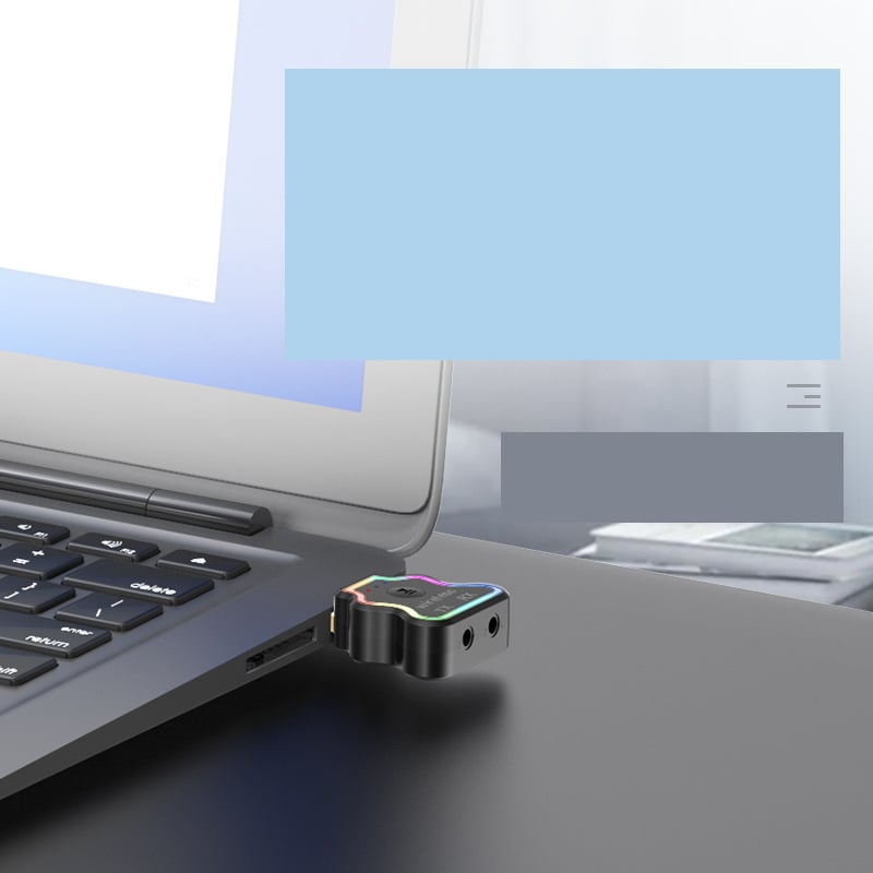 5.1 Bluetooth приемник/предавател, USB 7-цветен светлинен аудио предавател, Bluetooth предавател за лаптоп/телевизор