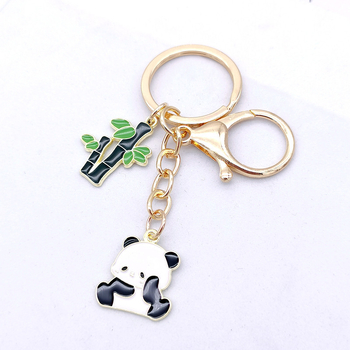 Китайски стил креативен ключодържател от бамбук в Ченгду, панда, украшение „Направи си сам“, сплав, аксесоари, чанта, висулка, подарък, ключодържател
