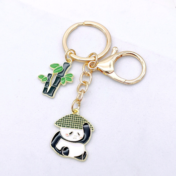 Китайски стил креативен ключодържател от бамбук в Ченгду, панда, украшение „Направи си сам“, сплав, аксесоари, чанта, висулка, подарък, ключодържател