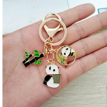 Китайски стил креативен ключодържател от бамбук в Ченгду, панда, украшение „Направи си сам“, сплав, аксесоари, чанта, висулка, подарък, ключодържател
