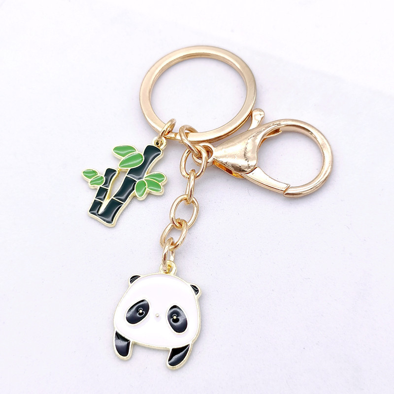 Китайски стил креативен ключодържател от бамбук в Ченгду, панда, украшение „Направи си сам“, сплав, аксесоари, чанта, висулка, подарък, ключодържател