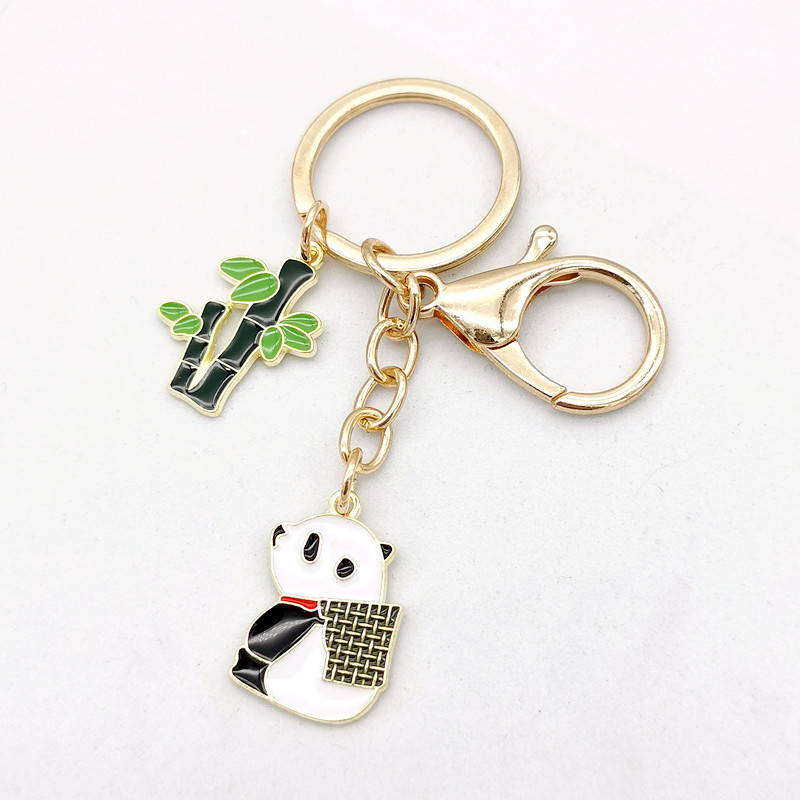 Китайски стил креативен ключодържател от бамбук в Ченгду, панда, украшение „Направи си сам“, сплав, аксесоари, чанта, висулка, подарък, ключодържател