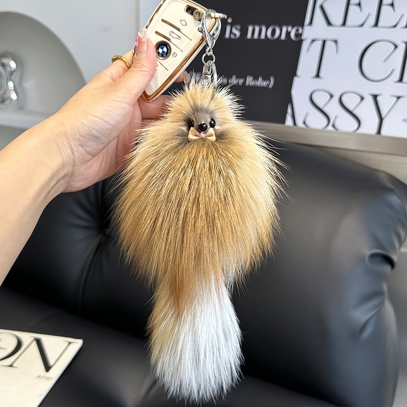 Valódi rókabőrből készült autós kulcstartó medál, aranyos plüss rajzfilmbaba, táska medál nagykereskedelemben