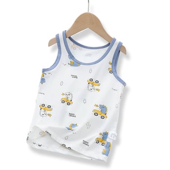 Vestă nouă din bumbac pur pentru băieți, vestă de vară respirabilă pentru copii mai mari, maiou exterior, strat de bază pentru toamnă și iarnă.