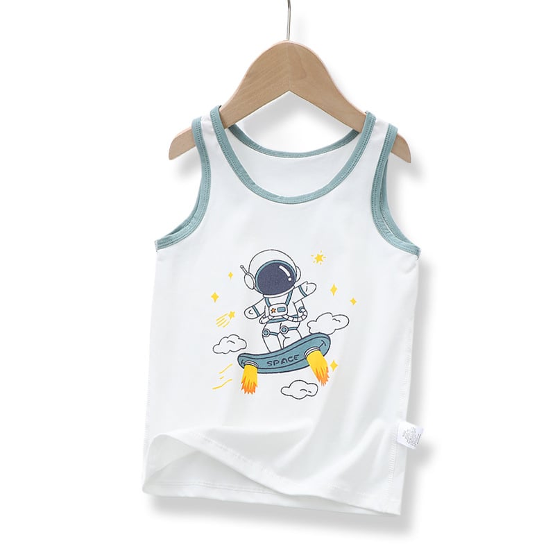 Vestă nouă din bumbac pur pentru băieți, vestă de vară respirabilă pentru copii mai mari, maiou exterior, strat de bază pentru toamnă și iarnă.