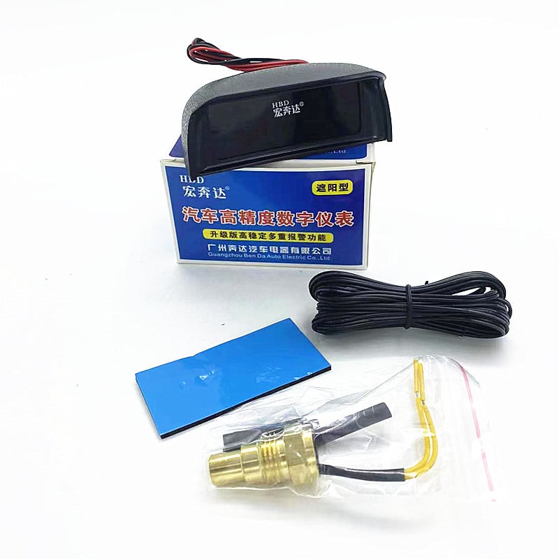 Автомобилен електронен комбиниран измервателен уред за температура и напрежение на водата, камион, оборудван с двуфункционален цифров дисплей, интегриран измервателен уред 12V/24V.