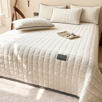 Κάλυμμα στρώματος από παχύρρευστο fleece γάλακτος, καπιτονέ σεντόνι από fleece, για οικιακή χρήση, ζεστό σεντόνι με επένδυση fleece, προστατευτικό στρώματος, παπλωματοθήκη, μαξιλάρι στρώματος.