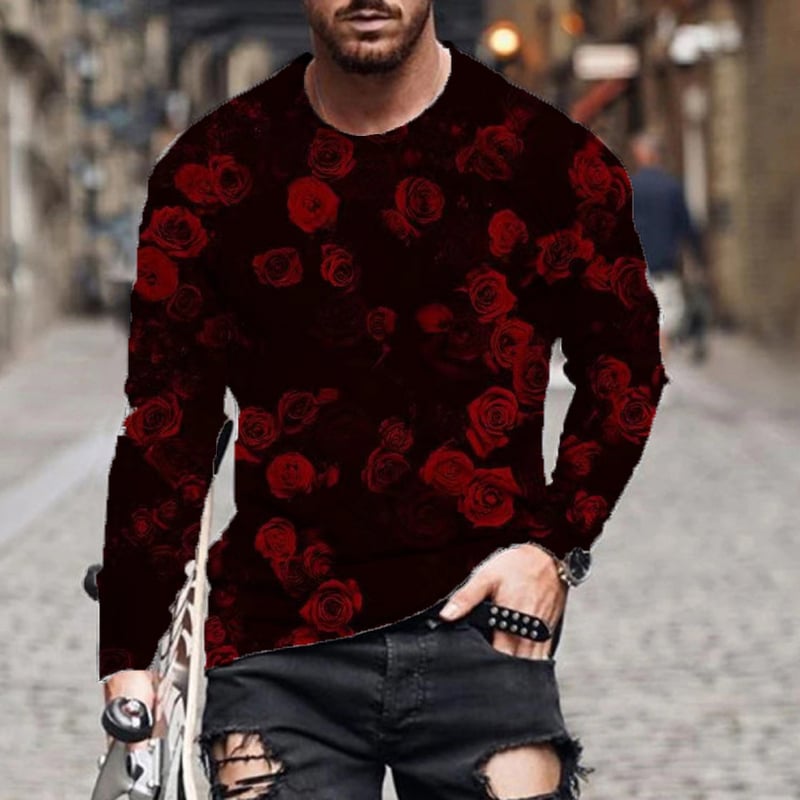 Φθινόπωρο 2023 Νέα Άφιξη Ανδρικό T-shirt με Στρογγυλή Λαιμόκοψη και Στάμπα, σε Ευρωπαϊκό και Αμερικανικό Στυλ, Φθινόπωρο 2023