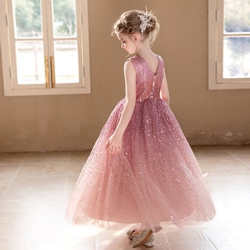 Rózsaszín flitteres hercegnős ruha lányoknak, luxus menyasszonyi ruha, tüll ruha, születésnapi ruha, estélyi ruha.