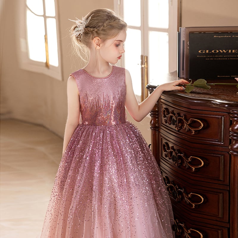 Rózsaszín flitteres hercegnős ruha lányoknak, luxus menyasszonyi ruha, tüll ruha, születésnapi ruha, estélyi ruha.
