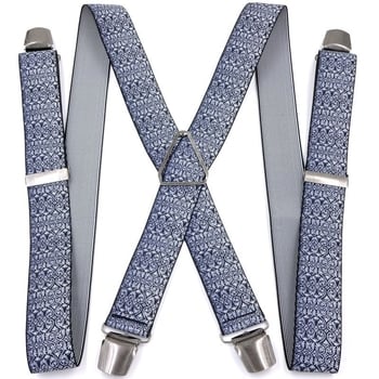 Мъжки официален панталон с четири щипки и тиранти, подходящ за възрастни хора и хора с наднормено тегло, триъгълен модел тиранти с четири щипки, метално черно