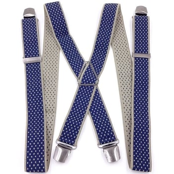 Мъжки официален панталон с четири щипки и тиранти, подходящ за възрастни хора и хора с наднормено тегло, триъгълен модел тиранти с четири щипки, метално черно