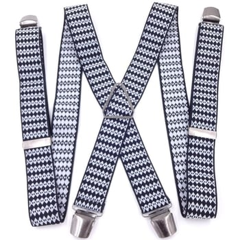 Мъжки официален панталон с четири щипки и тиранти, подходящ за възрастни хора и хора с наднормено тегло, триъгълен модел тиранти с четири щипки, метално черно