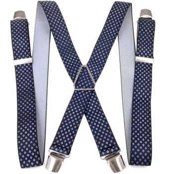 Мъжки официален панталон с четири щипки и тиранти, подходящ за възрастни хора и хора с наднормено тегло, триъгълен модел тиранти с четири щипки, метално черно