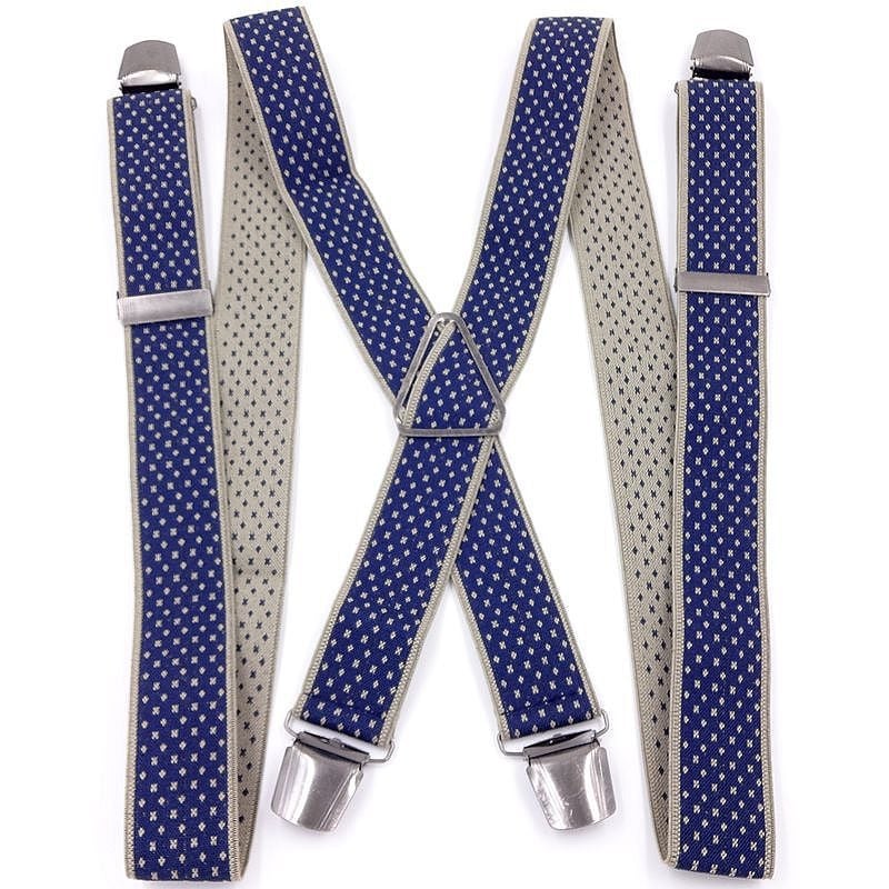 Мъжки официален панталон с четири щипки и тиранти, подходящ за възрастни хора и хора с наднормено тегло, триъгълен модел тиранти с четири щипки, метално черно