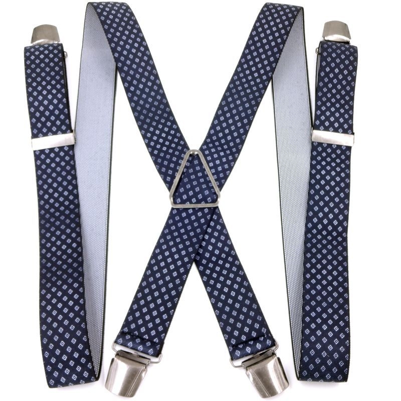 Мъжки официален панталон с четири щипки и тиранти, подходящ за възрастни хора и хора с наднормено тегло, триъгълен модел тиранти с четири щипки, метално черно