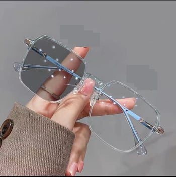 Κομψά γυαλιά ανάγνωσης με φωτοχρωμική επίστρωση κατά του μπλε φωτός, μεγάλο σκελετό, πολυτελή εμφάνιση, εφέ αδυνατίσματος και οπτικούς φακούς μονοόρασης.