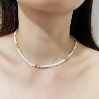 Koreai retró geometrikus kék nyaklánc, koreai stílusú, sokoldalú színes köves nyaklánc, lányos gyöngyös nyaklánc