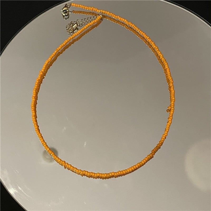 Koreai retró geometrikus kék nyaklánc, koreai stílusú, sokoldalú színes köves nyaklánc, lányos gyöngyös nyaklánc