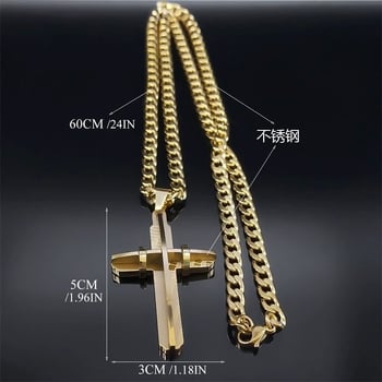 Верижка за пуловер в европейски и американски стил с уникален висулка от титаниева стомана с кръст, модерно дълго мъжко колие от висок клас