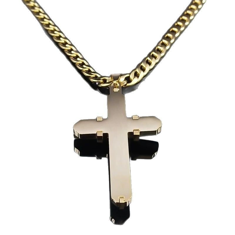 Верижка за пуловер в европейски и американски стил с уникален висулка от титаниева стомана с кръст, модерно дълго мъжко колие от висок клас