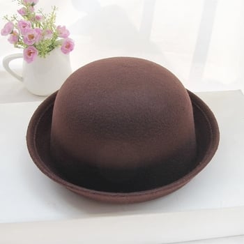 Pălărie de lână, pălărie de primăvară/vară/toamnă/iarnă, cilindrică cu bor rotund și bor rotunjit, pălărie modernă și drăguță de toamnă/iarnă pentru bărbați și femei pentru cupluri părinte-copil, în stil coreean.