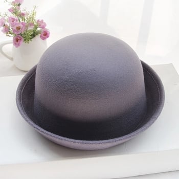 Pălărie de lână, pălărie de primăvară/vară/toamnă/iarnă, cilindrică cu bor rotund și bor rotunjit, pălărie modernă și drăguță de toamnă/iarnă pentru bărbați și femei pentru cupluri părinte-copil, în stil coreean.