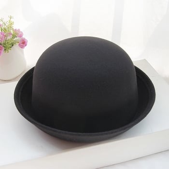 Pălărie de lână, pălărie de primăvară/vară/toamnă/iarnă, cilindrică cu bor rotund și bor rotunjit, pălărie modernă și drăguță de toamnă/iarnă pentru bărbați și femei pentru cupluri părinte-copil, în stil coreean.