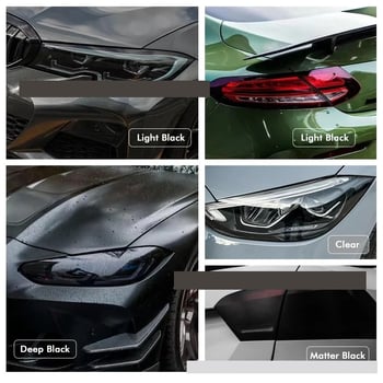 Magasfényű, átlátszó, világos fekete PVC fólia, festett fényszórókhoz és hátsó lámpákhoz, füstölt fólia autó fényszórókhoz, színváltós,