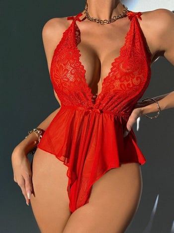 Ευρωπαϊκά και αμερικανικά διασυνοριακά γυναικεία σέξι κορμάκια με δαντέλα και σταυρωτό λουράκι για το σπίτι, χωρίς πλάτη