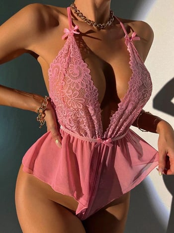 Ευρωπαϊκά και αμερικανικά διασυνοριακά γυναικεία σέξι κορμάκια με δαντέλα και σταυρωτό λουράκι για το σπίτι, χωρίς πλάτη