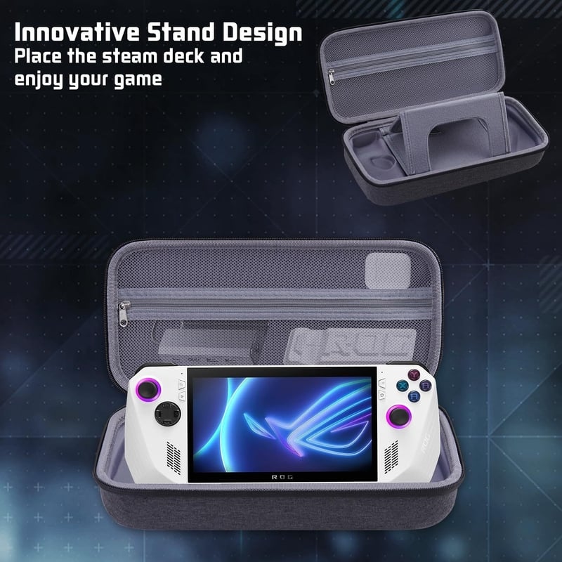 Compatibilă cu geanta de depozitare pentru consola de jocuri portabilă ASUS ROG Ally X, fabricată din material Oxford și cu o husă rigidă din EVA.