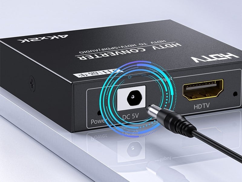 Splitter audio HDMI, HDMI 2.0 audio optic 4K, decodor audio de 5.1 canale la 3,5 mm pentru conectarea la difuzoare.