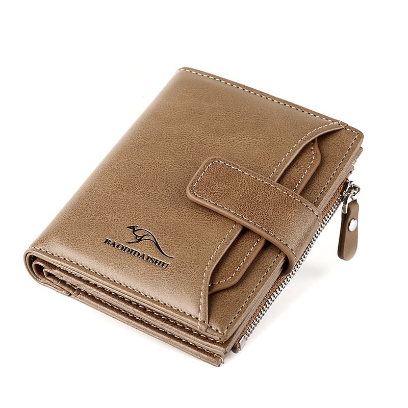 Portofel bărbătesc Kati Kangaroo, piele, scurt, pentru bărbați, cu suport pentru carduri Q001, capacitate mare și design transfrontalier