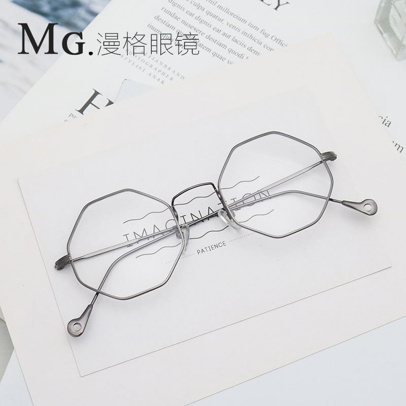 Πολυγωνικά οκταγωνικά μεταλλικά γυαλιά οράσεως για άνδρες, κορεάτικα ρετρό μικρά πλαίσια για γυαλιά φοιτητών, μοντέρνο λεπτό πλαίσιο για γυναίκες