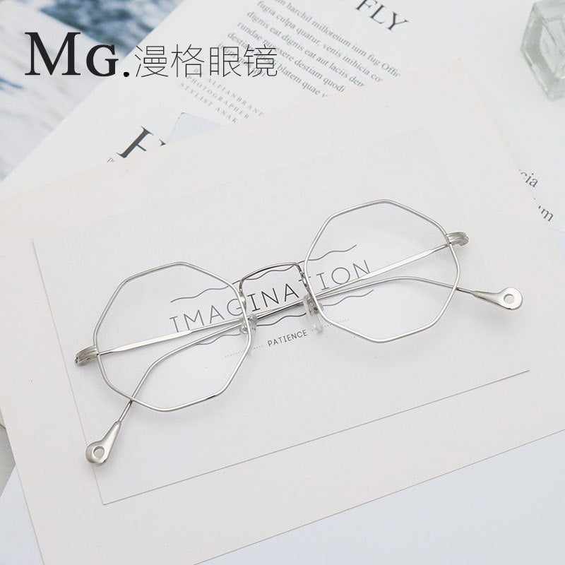 Πολυγωνικά οκταγωνικά μεταλλικά γυαλιά οράσεως για άνδρες, κορεάτικα ρετρό μικρά πλαίσια για γυαλιά φοιτητών, μοντέρνο λεπτό πλαίσιο για γυναίκες