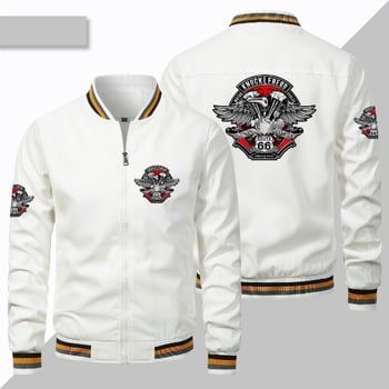 Μπουφάν με φαρδιά γραμμή, λεπτό αθλητικό μπουφάν μπέιζμπολ για την άνοιξη και το φθινόπωρο, ανδρικό μπουφάν με ευρωπαϊκό μέγεθος και φερμουάρ αμερικανικού τύπου, μονόχρωμο μπουφάν, ανδρικά ρούχα.