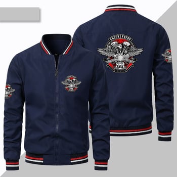 Μπουφάν με φαρδιά γραμμή, λεπτό αθλητικό μπουφάν μπέιζμπολ για την άνοιξη και το φθινόπωρο, ανδρικό μπουφάν με ευρωπαϊκό μέγεθος και φερμουάρ αμερικανικού τύπου, μονόχρωμο μπουφάν, ανδρικά ρούχα.