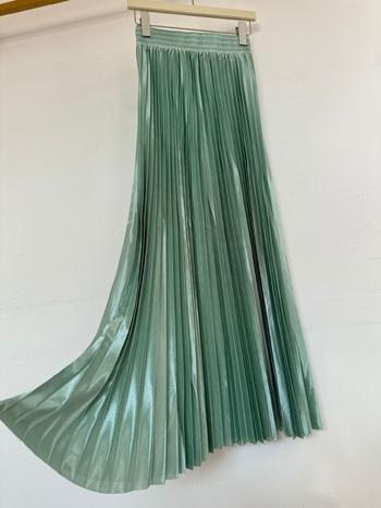 Νέα πολυτελής πλισέ φούστα με ψηλή μέση, λαμπερή και αδυνατιστική, ευέλικτη μακριά φούστα για γυναίκες, με ανοιξιάτικη ενδυμασία
