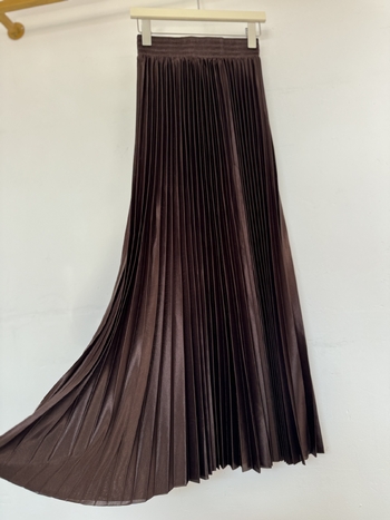 Νέα πολυτελής πλισέ φούστα με ψηλή μέση, λαμπερή και αδυνατιστική, ευέλικτη μακριά φούστα για γυναίκες, με ανοιξιάτικη ενδυμασία