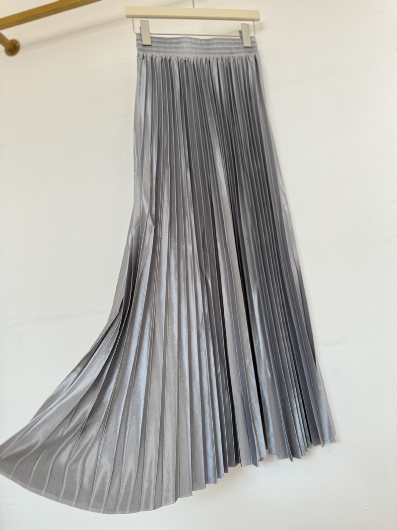 Νέα πολυτελής πλισέ φούστα με ψηλή μέση, λαμπερή και αδυνατιστική, ευέλικτη μακριά φούστα για γυναίκες, με ανοιξιάτικη ενδυμασία