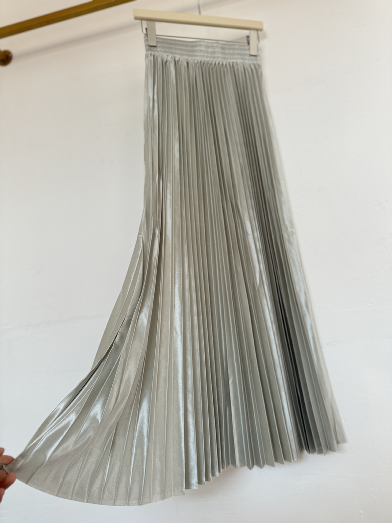 Νέα πολυτελής πλισέ φούστα με ψηλή μέση, λαμπερή και αδυνατιστική, ευέλικτη μακριά φούστα για γυναίκες, με ανοιξιάτικη ενδυμασία