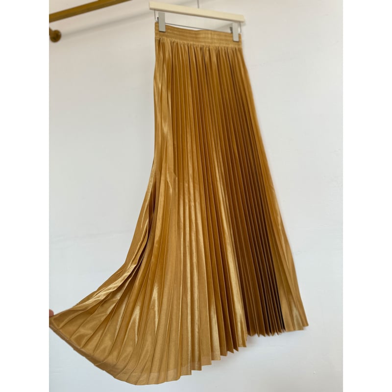 Νέα πολυτελής πλισέ φούστα με ψηλή μέση, λαμπερή και αδυνατιστική, ευέλικτη μακριά φούστα για γυναίκες, με ανοιξιάτικη ενδυμασία