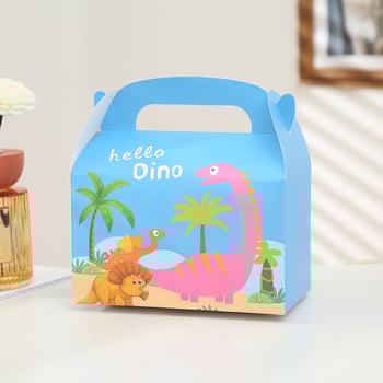 12 darabos rajzfilm témájú parti ajándékdobozok, aranyos fehér dinoszaurusz mintás ajándékkártyák, cukorkás ajándékdobozok.